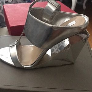 Bcbg maxazria Wedges metallic silver sandals